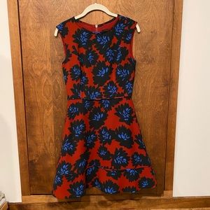 J.Crew deep red floral print dress, size 2